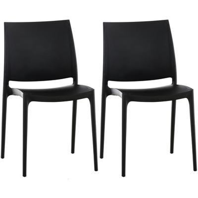 2er Set Gartenstühle stabelbar aus Kunststoff schwarz