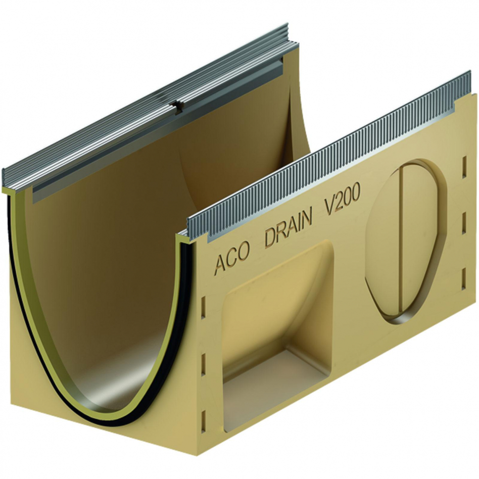 ACO Drain Multiline Seal in V200 Entwässerungsrinne ohne Sohlengefälle, Stahl verzinkt, 5.1,500 mm Image