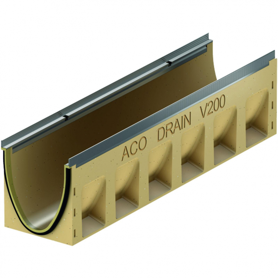 ACO Drain Multiline Seal in V200 Entwässerungsrinne ohne Sohlengefälle, Stahl verzinkt, 10.0,1000 mm Image