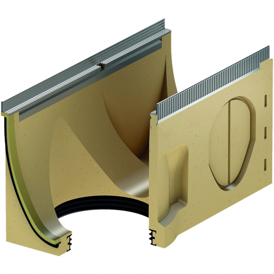 ACO Drain Multiline Seal in V200 Entwässerungsrinne ohne Sohlengefälle mit senkrechtem Rohranschluss, Stahl verzinkt, 0.2,500 mm Image