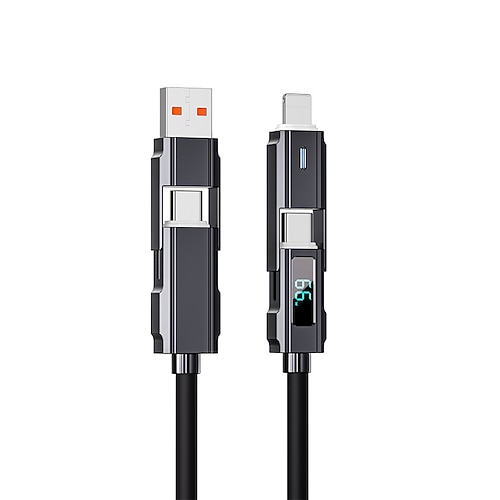 Digitalanzeige-Datenkabel Typ C 4-in-1-Silikon-PD-Schnellladekabel ein Drag 4 USB-Android-Telefon-Ladekabel Image