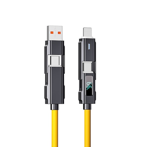 Digitalanzeige-Datenkabel Typ C 4-in-1-Silikon-PD-Schnellladekabel ein Drag 4 USB-Android-Telefon-Ladekabel Image
