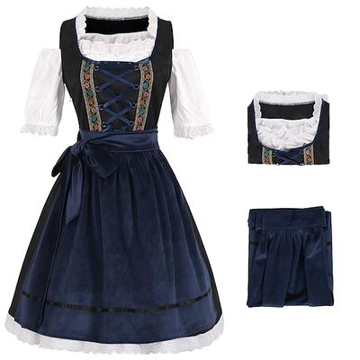 Karneval Oktoberfestbier Kostüm Kleid Dirndl Trachtenkleider Oktoberfest / Bier Bayerisch Traditionelles Kostümkleid Wiesn Damen Stoff im traditionellen Stil Kleid Schürze Image