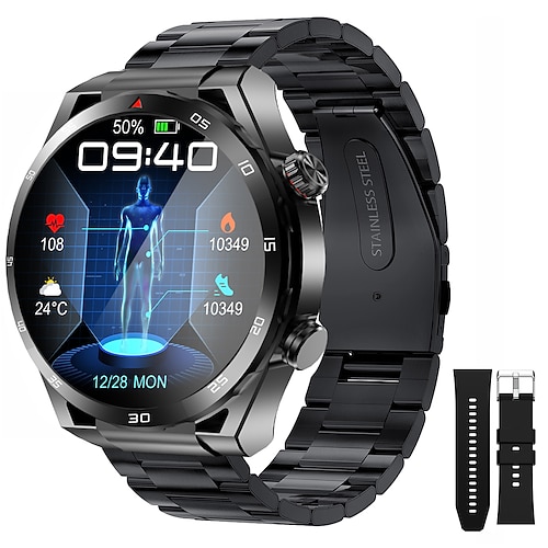 iMosi ET450 Smartwatch 1.39 Zoll Smartwatch Fitnessuhr Bluetooth EKG PPG Temperaturüberwachung Schrittzähler Kompatibel mit Android iOS Damen Herren Langer Standby Freisprechanlage Wasserdicht IP 67 Image
