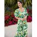 J.McLaughlin Women's Larissa Dress in Lily Frond White/Green, Size XS | Cotton