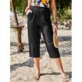 Per donna pantaloncini capri Casual quotidiano Polpaccio Liscio A cordoncino Tasche laterali Tagliato Traspirabilità Comodo Media elasticità Fine settimana Nero Vino Blu Grigio Estate Standard