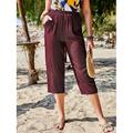 Per donna pantaloncini capri Casual quotidiano Polpaccio Liscio A cordoncino Tasche laterali Tagliato Traspirabilità Comodo Media elasticità Fine settimana Nero Vino Blu Grigio Estate Standard