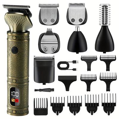 TEMU 7-in-1 Professional Hair Grooming Kit For Men: Trim, Shave, And Style With A Cordless Electric Razor!