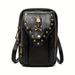 New Bag Ladies Shoulder Crossbody Bag Fanny Pack Texture Small Black Square Bag Outdoor Travel Cell Phone Bag - Skull Logo - Punk Style - Can Be Hung On Belt