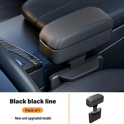 TEMU Adjustable Leather Car Armrest Box, Universal Fit Raised Pad With Storage, Ease Driving Fatigue, Multifunctional Auto Interior Accessory Image