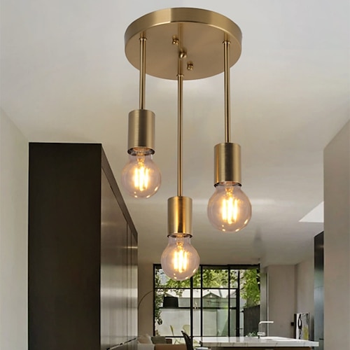 Kronleuchter, 3-flammige Retro-Deckenleuchte zur halbbündigen Montage, Deckenleuchte für Treppen, Veranda, Flur, Eingangsbereich, Küche, 110–240 V Image