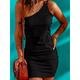 Women's Casual Dress Mini Dress Backless Date Vacation Streetwear Basic One Shoulder Sleeveless Black Wine Khaki Color