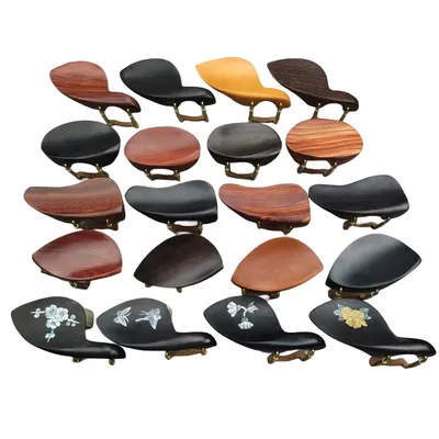 1/4 to 4/4 Violin Chinrest With Metal Clamp Screw Bracket Cork, 1/2 Ebony Jujube Wood,Violin Chin