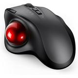 Wireless Trackball Mouse - 2.4G Usb + Dual Bluetooth Rollerball Mouse Easy Thumb Control Rechargeable Ergonomic Mouse Trackball For Mac Laptop Pc Ipad Windows Android Ios (Black)