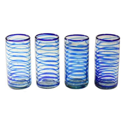 Whirlwind,'Collectible Handblown Recycled Glass Drinkware (Set of 4)'