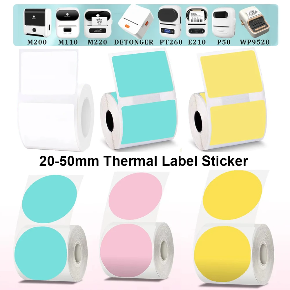 20–50 mm Thermo-Etikettendrucker-Aufkleber, selbstklebendes Thermopapier, kompatibel mit Phomemo M110 M220 M200 E210 P50 DETONG P1 WP9520 Image