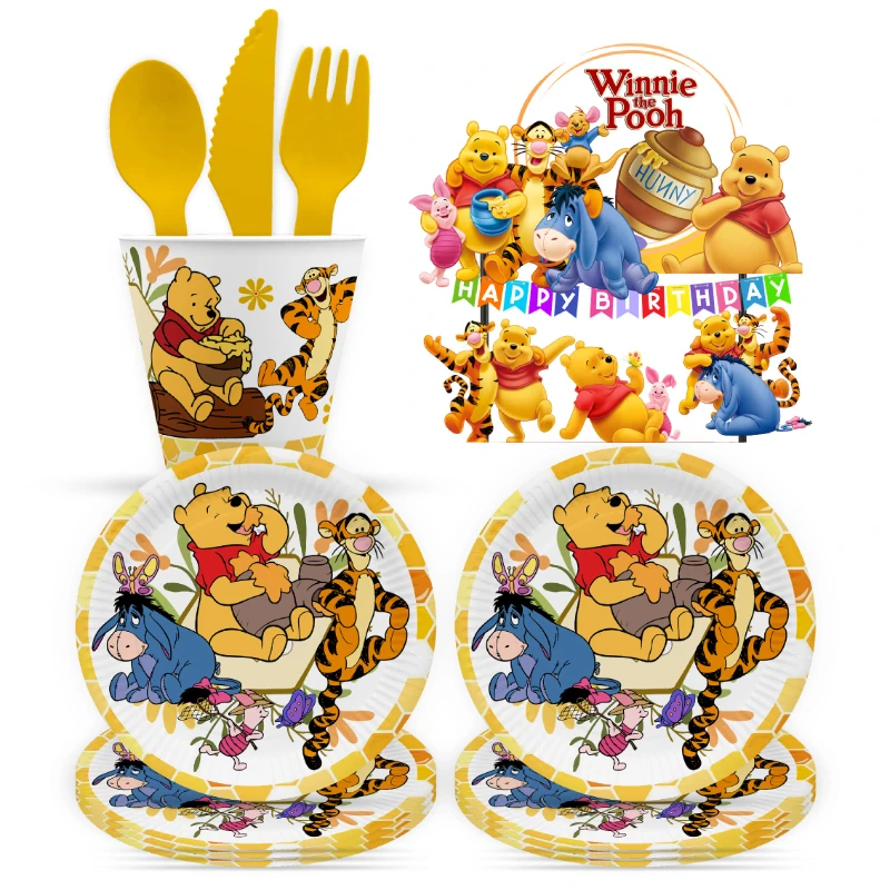 Disney Winnie The Pooh Niedliches Cartoon-Thema Geburtstagsfeier Aluminiumfolie Ballon Kuchen Gabel Einweg-Gedenktagszubehör Image