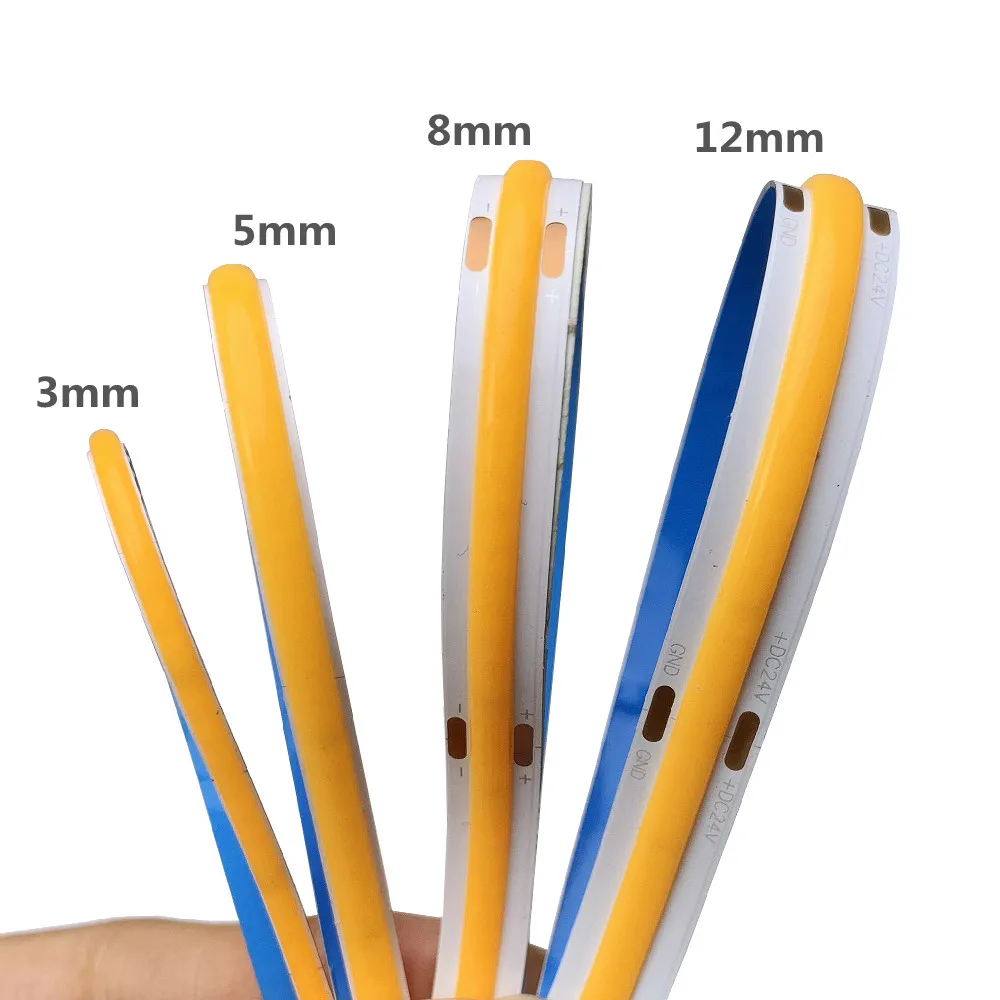 2mm 3mm 5mm 8mm 10mm COB LED Streifen Lichter 12V 24V 5M 400 480 528 LEDs/M Hohe Dichte Flexible LED Band Küche Zimmer Dekor