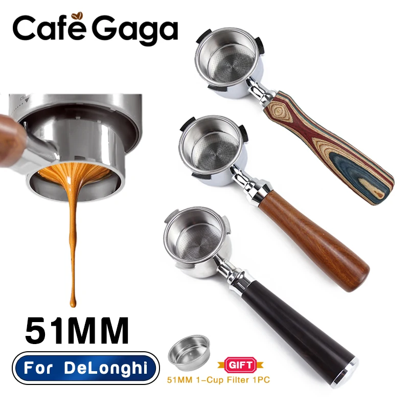 Kaffee Boden Siebträger 51mm Nackt Für Delonghi EC680 EC685 EC200 Filter Korb Espresso Maschine Zubehör Barista Werkzeuge Image