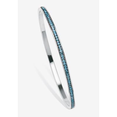 Women's Silver Tone Eternity Bangle Bracelet Simulated Birthstones 7.5" by PalmBeach Jewelry in March