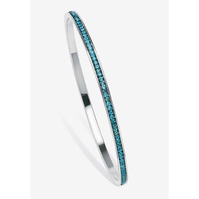 Women's Silver Tone Eternity Bangle Bracelet Simulated Birthstones 7.5" by PalmBeach Jewelry in December