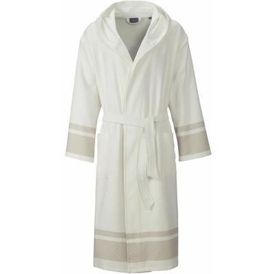 Unisex-Bademantel EGERIA "Lynn, ideal für Sauna & Spa, Hotelbademantel, Morgenmantel" Gr. XL, beige (sand), L:125cm in Gr. XL, Leichtfrottee, Hausmäntel, mit Kapuze, extraleichte Qualität Image