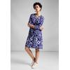 Blusenkleid STREET ONE, Damen, Gr. 42, EURO-Größen, blau (violet blau), Stoff, 84% Viskose, 16% Polyamid, bedruckt, casual, normal knielang, Rundhals, 3/4-Ärmel Bündchen, Kleider, mit allover Print