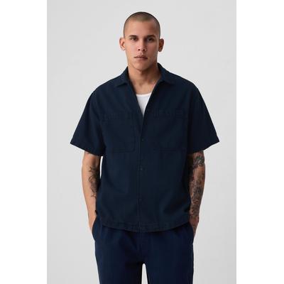 Gap Mens Blue Denim Short Sleeve Oxford Shirt - Blue
