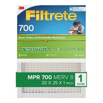 3M Filtrete 20" x 25" x 1" MPR 700 Electrostatic Dust, Pollen, and Pet Dander Reduction Air Filter 70009145635