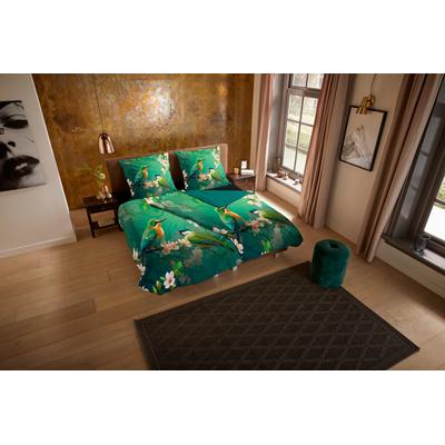 Wendebettwäsche "Signi", grün, B/L: 135cm x 200cm, , Microfaser, B/L: 80cm x 80cm, Microfaser, Obermaterial: 100% Polyester, PURE LUXURY COLLECTION, Bettwäsche, 135x200, Pflegeleicht, Reißverschluss, Wendeoptik, Blumen, Vogel, Grün Image