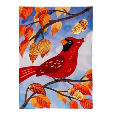 Cardinal in Fall Tree Applique Garden Flag