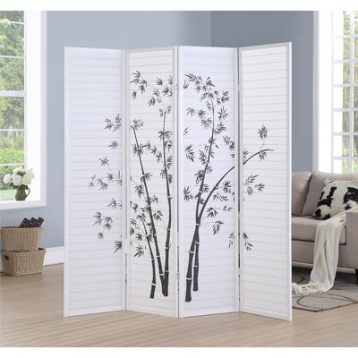 Bamboo Print 4-Panel Framed Room Screen/Divider