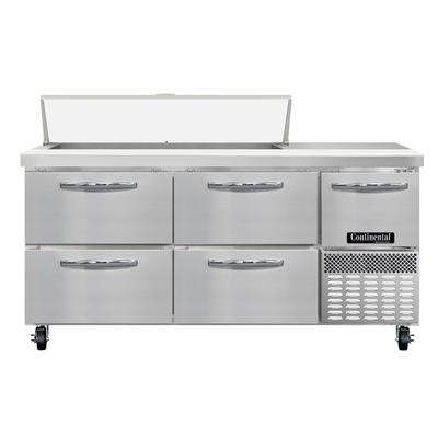 Continental RA68SN12-D 68" Sandwich/Salad Prep Table w/ Refrigerated Base, 115v, Stainless Steel