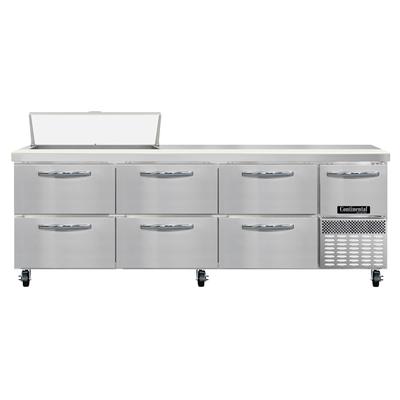 Continental RA93SN10-D 93" Sandwich/Salad Prep Table w/ Refrigerated Base, 115v, Stainless Steel