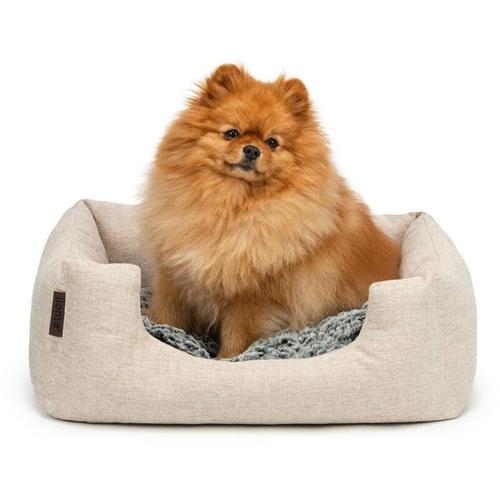 Hundebett Hundekissen Hundekörbchen mit Wendekissen meliert Größe s 60x50 cm Farbe beige - Lionto