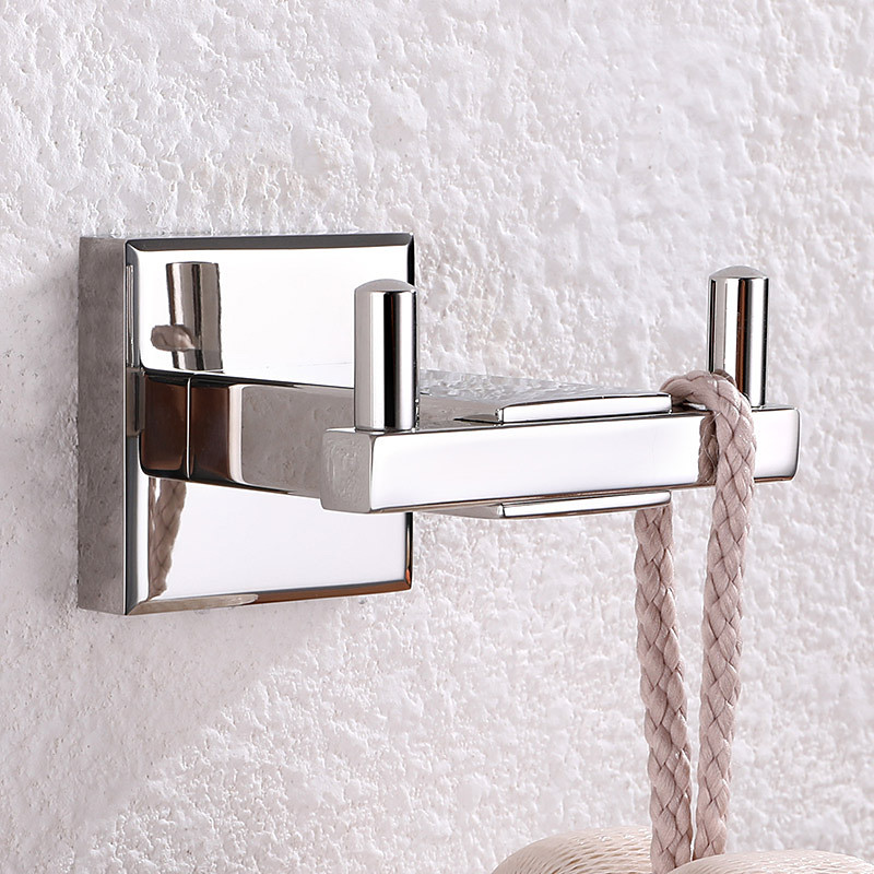 Heavy Duty Double Robe Hook Wall Mount Stainless Steel Hand Towel Hooks for Bathrooms, Mirror Polish
