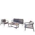 Salon de jardin 4 places en aluminium gris anthracite