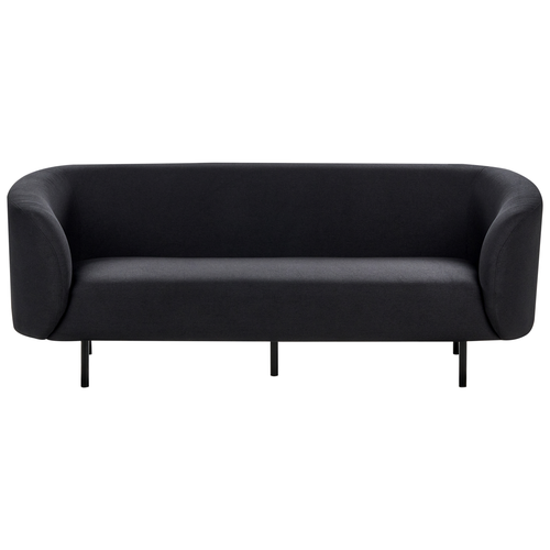 Sofa Schwarz Stoffbezug 3-Sitzer mit Armlehnen Metallgestell Glamouröser Edler Stil Wohnzimmer Salon Esszimmer Flur