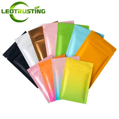 100PCS/300PCS Matte Flat Aluminum Foil Ziplock Packaging Bags Resealable Snack Coffee Powder Tea