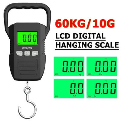 60kg/10g LCD Digital Hanging Scale Electronic Weighting Luggage Scale Battery/USB Charging Portable