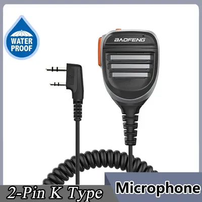 Baofeng UV-5R PTT Waterproof UV-9R Walkie Talkie Speaker Radio Microphone Keenwood 2-Pin Type Handheld Mic For UV-82 UV16 888S