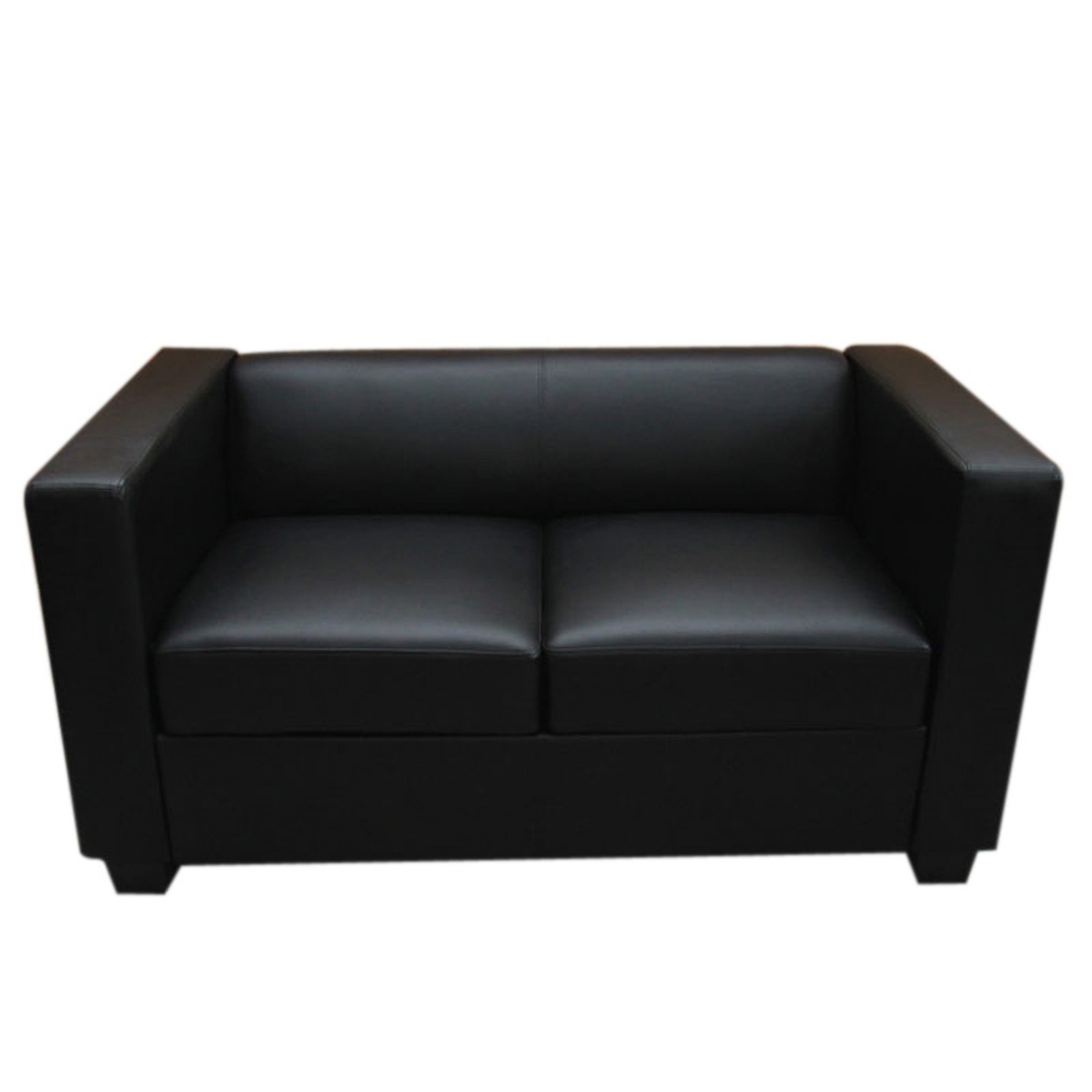 Mendler 2er Sofa Couch Loungesofa Lille ~ Leder, schwarz Image