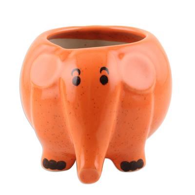 Apu the Elephant,'Hand Crafted Ceramic Elephant Planter'