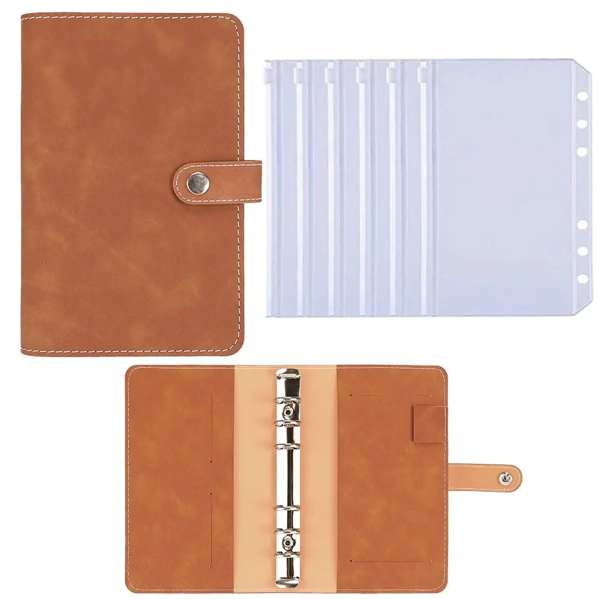 Raccoglitore budget A6 Planner Copertina per notebook PU Manuale a fogli mobili Raccoglitore a 6 fori Diario Agenda Copertina in carta Cancelleria scolastica