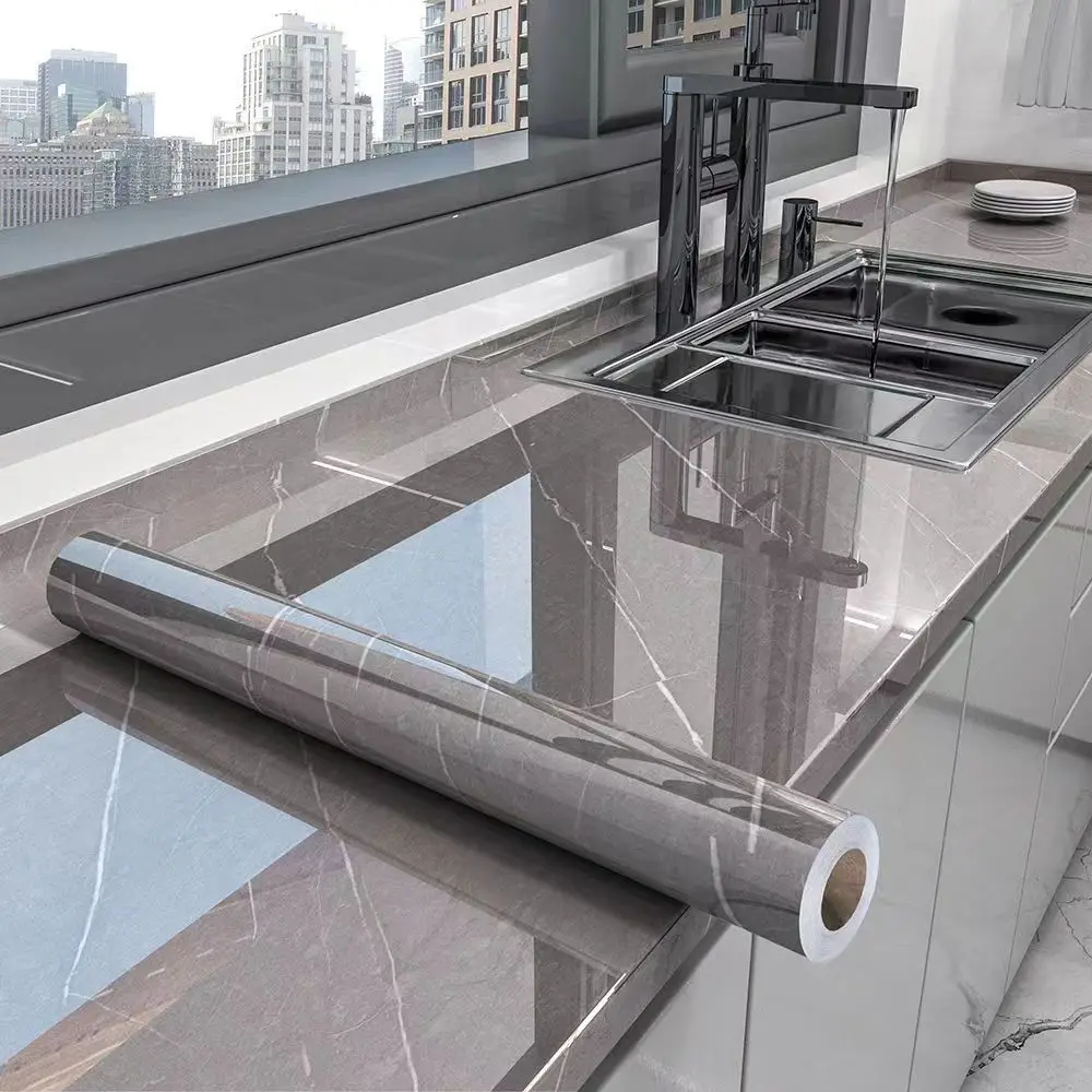 40 cm selbstklebende Wandtapete für die Küche, Marmormuster, PVC, Heimdekoration, ölbeständig, wasserdicht, luxuriöse Heimdekoration