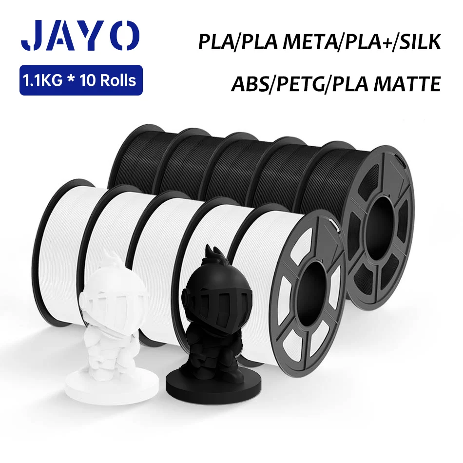 JAYO PLA / ABS / PETG / Seide / ASA / TPU /PLA+ Filament 10 Rollen 3D-Drucker-Filament 1,75 mm 0,65/1/1,1 kg Ordentlich gewickeltes 3D-Filament Image