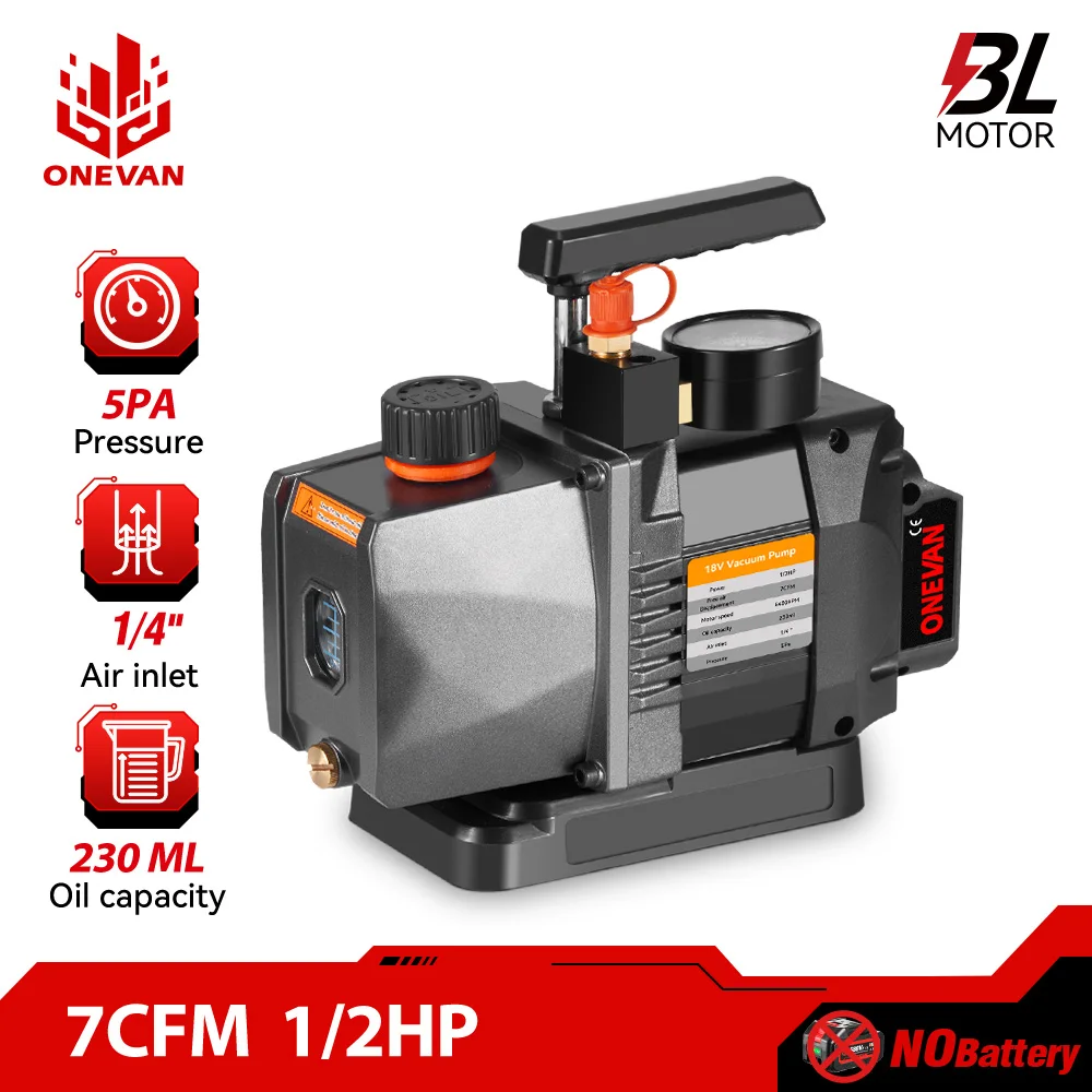 ONEVAN 1/2HP 7CFM Bürstenlose Kältemittel Vakuumpumpe 1/4 Klimaanlage Kühlpumpe Für Auto Haushalt Für 21V 18V Batterie Image