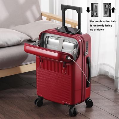 TEMU A Compact And Lightweight 20-inch Carry-on Suitcase With A Built-in Cup Holder And A Retractable Handle. Image