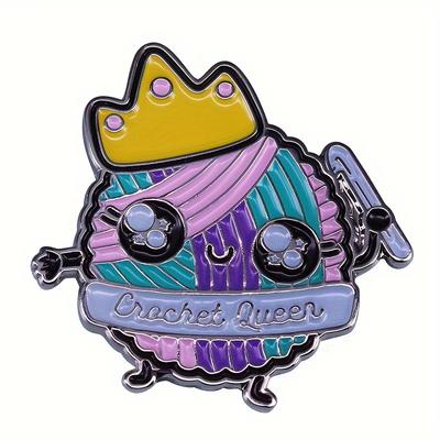 Kawaii Crochet Queen Enamel Pin Pastel Yarn Ball Brooch Badge Fashion Backpack Decoration Accessories Gift