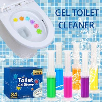 6-piece Floral Toilet Bowl Cleaner Gel Stamps - Fresh Scent Bathroom Deodorizer & Descaler
